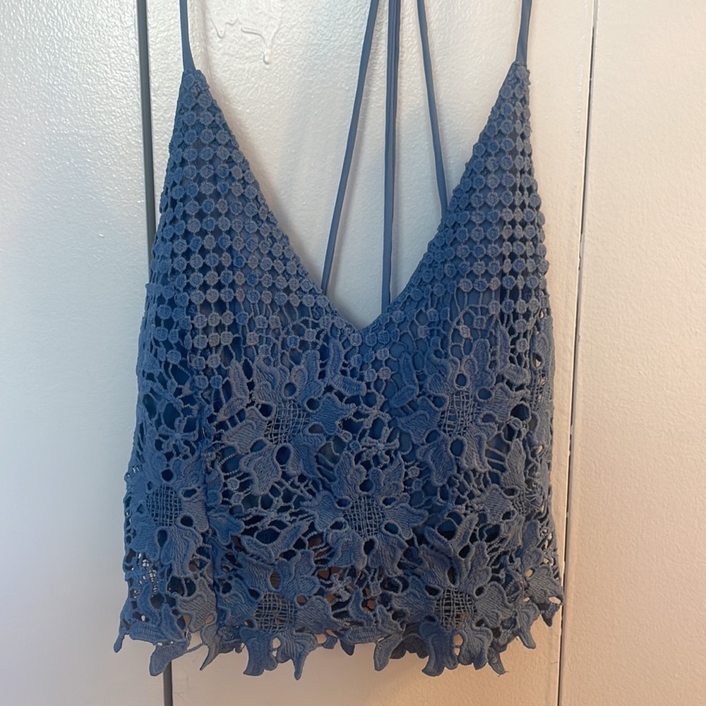 NWOT ASTR blue lace top size s!